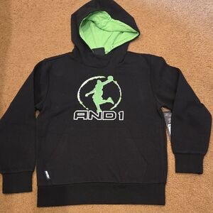 AND1 Kids Hoodie in Black with Neon Green Details